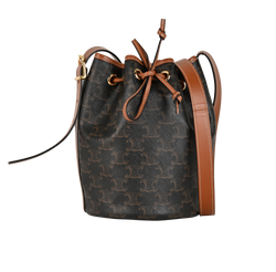 Triomphe Bucket Bag, Canvas, Brown, MII, DB, 2*